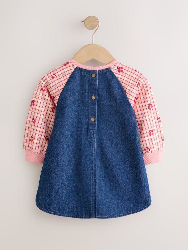 Cherry Print Raglan Denim