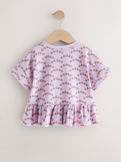 Purple Short Sleeve Peplum T-Shirt (3mths-7yrs)