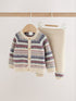 Neutral Fairisle Knitted Cardigan and Legging Baby Set (0mths-2yrs) - Neutral Fairisle / Up to 1 Month (50-56cm)