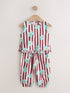 Chocolate Brown Floral Stripe Top & Cuffed Trousers Set (3mths-7yrs) - Chocolate Brown Floral Stripe / 12-18 Months (80-86cm)