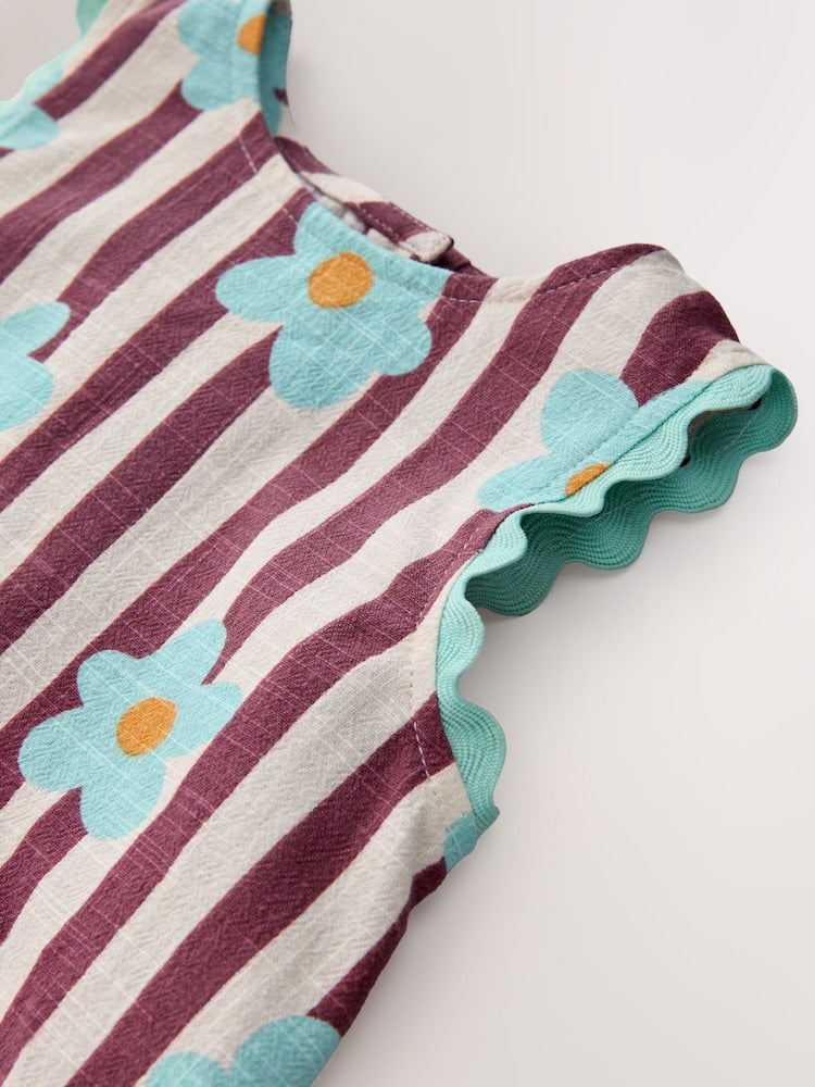 Chocolate Brown Floral Stripe Top &amp; Cuffed Trousers Set (3mths-7yrs)