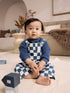 Navy Blue Checkerboard Baby Twill Dungarees and Bodysuit Set (0mths-2yrs) - Navy Blue Checkerboard / Up to 1 Month (50-56cm)