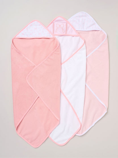 Rock-A-Bye Baby Boutique Pink Hooded Towels And Wash Cloth Set 3 Pack - Size One