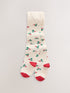 Cream Holly Cotton Rich Christmas Tights - Size Up To 6 Months (50 - 68cm) - Cream Holly