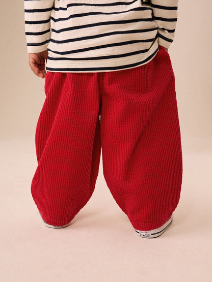 Red Wide Fit Textured Corduroy Pull On Trousers (3mths-7yrs)