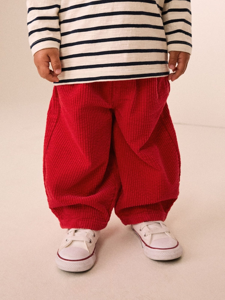Red Wide Fit Textured Corduroy Pull On Trousers (3mths-7yrs)