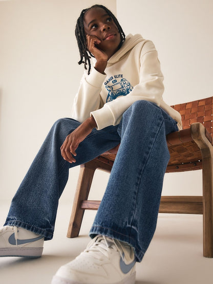 Dark Blue Wide Fit Pull On Jeans (3-16yrs)
