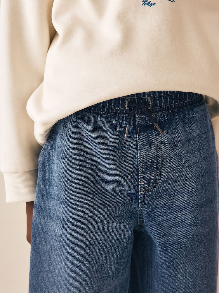 Dark Blue Wide Fit Pull On Jeans (3-16yrs)