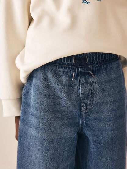 Dark Blue Wide Fit Pull On Jeans (3-16yrs)