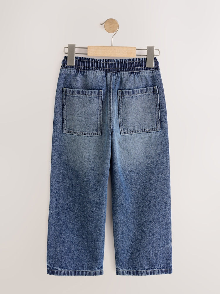 Dark Blue Wide Fit Pull On Jeans (3-16yrs)