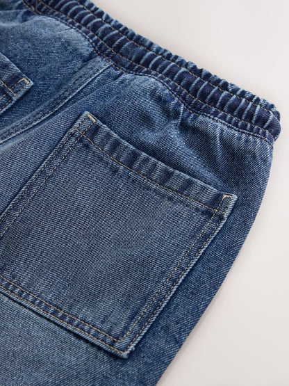 Dark Blue Wide Fit Pull On Jeans (3-16yrs)