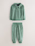 Baker by Ted Baker Green Velour Long Sleeve Rugby Top And Joggers Set - Green / Up To 3 Months (50 - 62cm)