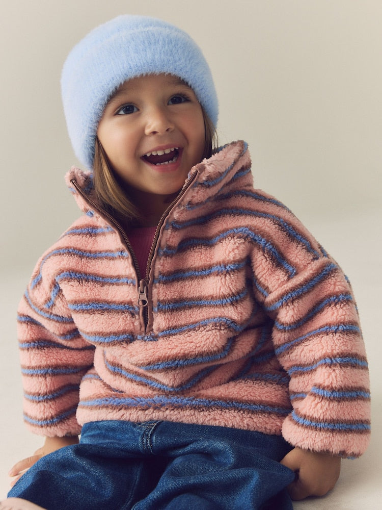 Blue Pink Stripe Half Zip Fleece (3mths-7yrs) - 12-18 Months (80-86cm)