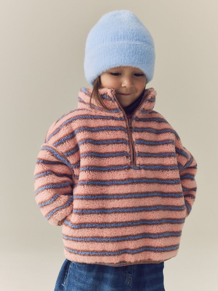 Blue Pink Stripe Half Zip Fleece (3mths-7yrs)