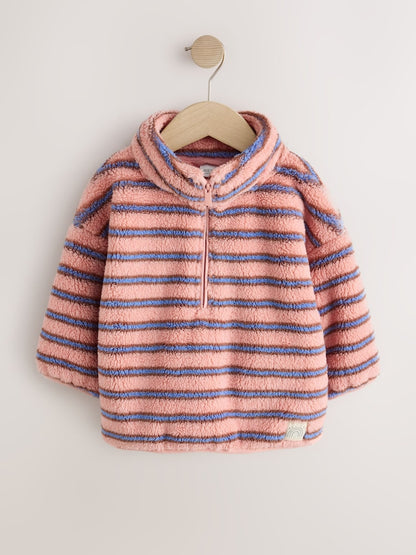 Blue Pink Stripe Half Zip Fleece (3mths-7yrs)
