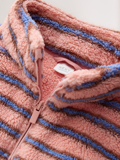 Blue Pink Stripe Half Zip Fleece (3mths-7yrs)