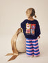 Navy/Purple Christmas Santa Sweatshirt and Wide Leg Joggers Set (3mths-7yrs) - Navy/Purple Christmas Santa / 12 - 18 Months (80 - 86cm)