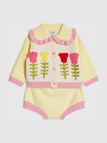 River Island Yellow Tulip Knitted Bloomer Set