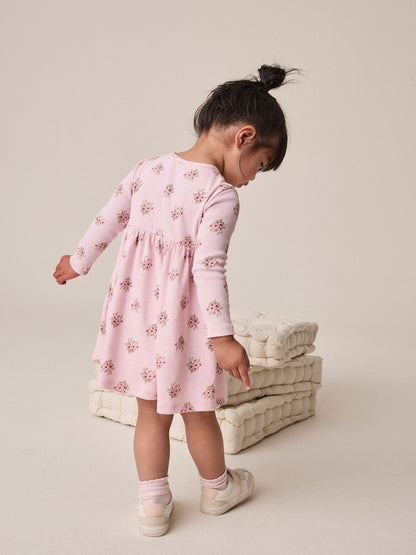 Pink Floral Long Sleeve Ribbed