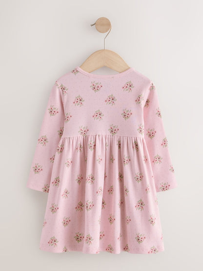 Pink Floral Long Sleeve Ribbed