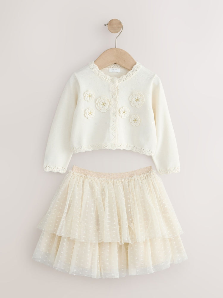 Ecru White Party Occasion Skirt Set (3mths-10yrs)