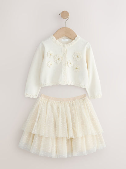 Ecru White Party Occasion Skirt Set (3mths-10yrs)