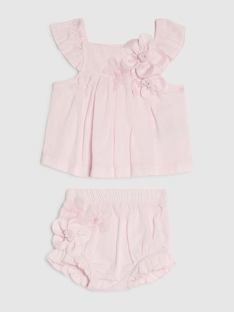 River Island Pink Flower Smock Top And Shorts Set
