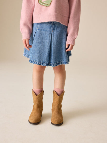 Mid Wash Denim Pleated Skirt (3-16yrs) - Size 3 Years (98cm)