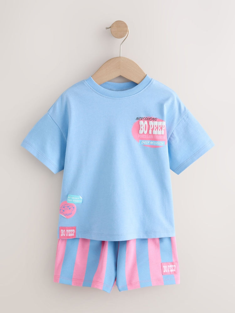 Blue/Pink Toy Story Bo Peep Short Sleeve T-Shirt and Shorts Set (3mths-7yrs) - Blue/Pink Toy Story Bo Peep / 12-18 Months (80-86cm)