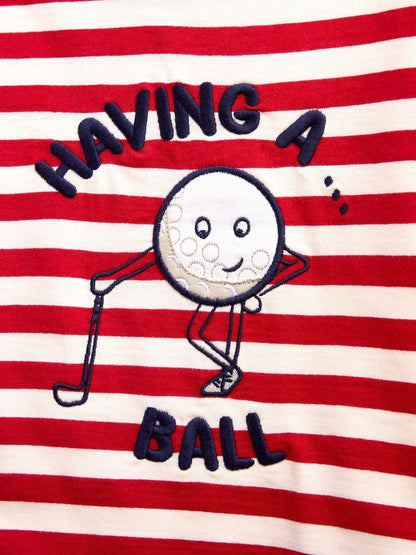 Jojo Maman Bébé Bright Red Golf Appliqué Stripe Top