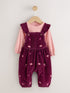 Burgundy Floral Cord Baby Dungarees And Bodysuit Set 2 Piece (0mths-2yrs) - Burgundy Floral / 12 - 18 Months (80 - 86cm)