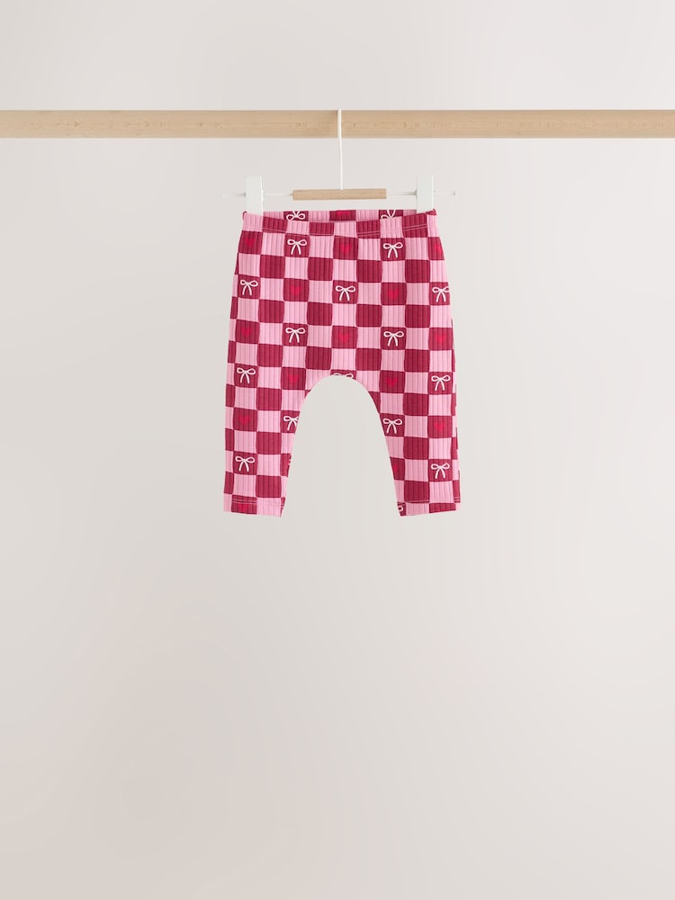 Burgundy Red Bow Baby Long Sleeve Top And Leggings 6 Piece Set (0mths-2yrs)