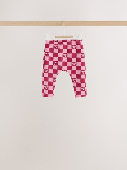 Burgundy Red Bow Baby Long Sleeve Top And Leggings 6 Piece Set (0mths-2yrs)