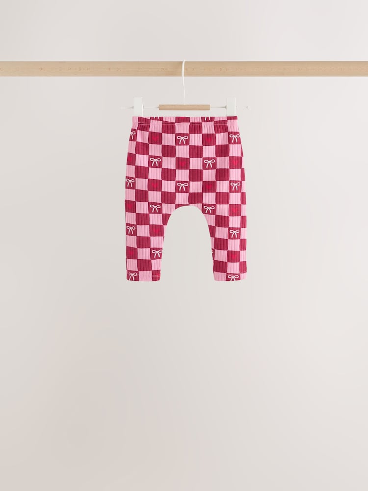 Burgundy Red Bow Baby Long Sleeve Top And Leggings 6 Piece Set (0mths-2yrs)
