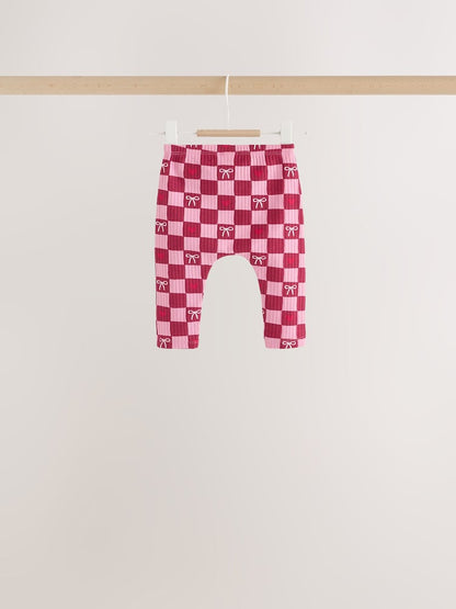 Burgundy Red Bow Baby Long Sleeve Top And Leggings 6 Piece Set (0mths-2yrs)