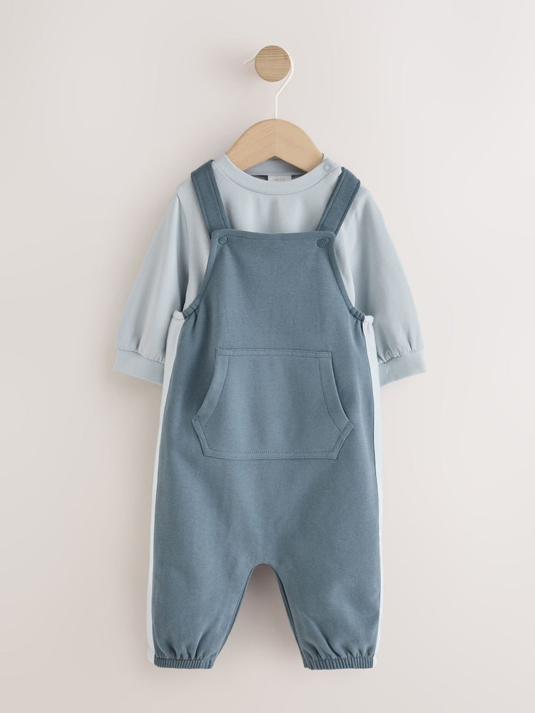 Blue Jersey Dungarees and Bodysuit Baby Set (0mths-2yrs) - Blue / 12 - 18 Months (80 - 86cm)