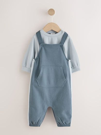Blue Jersey Dungarees and Bodysuit Baby Set (0mths-2yrs) - Blue / 12 - 18 Months (80 - 86cm)