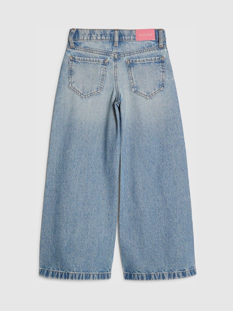River Island Blue Wide Fit Light Wash Jeans