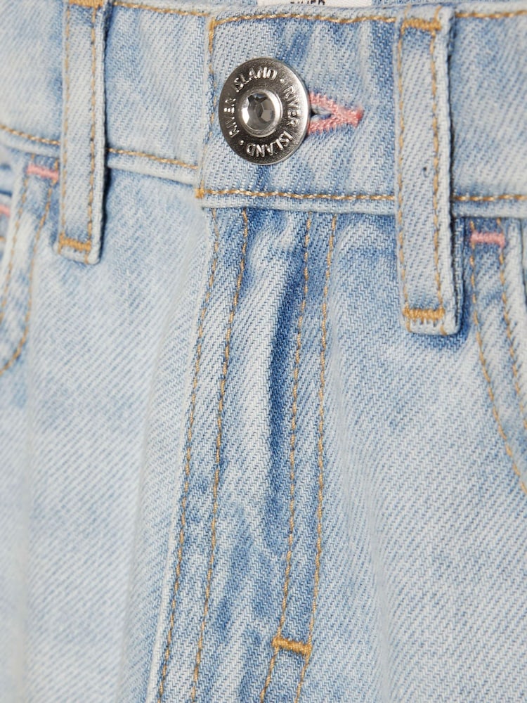 River Island Blue Straight Fit Mid Wash Jeans