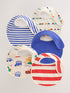 Red/Blue Transport Baby Bibs 5 Pack - Red/Blue Transport / Up to 1 Month (50-56cm)