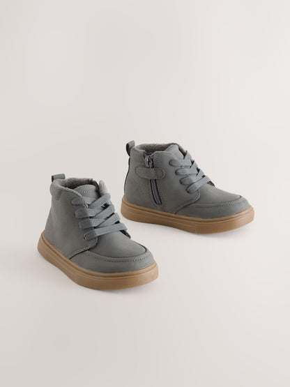 Grey Standard Fit (F) Warm Lined Lace up Boots - Size EU 20.5 (UK 4) - Grey