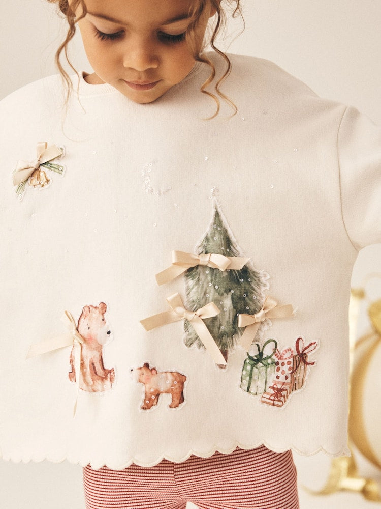 Cream Christmas Embroidery