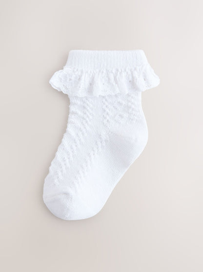 Pink and Blue Lace Baby Socks 7 Pack - Size 50cm (First Size)