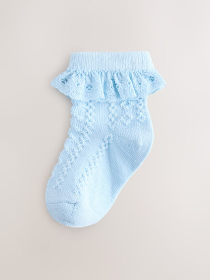Pink and Blue Lace Baby Socks 7 Pack