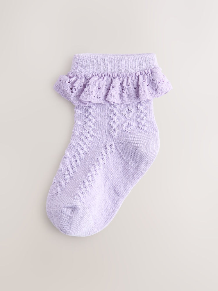 Pink and Blue Lace Baby Socks 7 Pack
