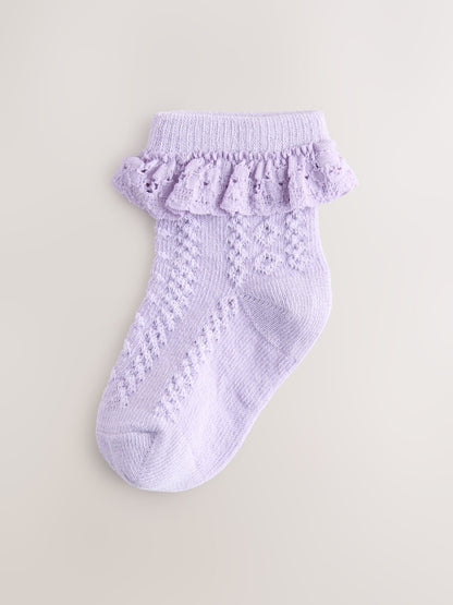 Pink and Blue Lace Baby Socks 7 Pack