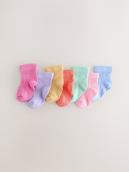 Bright Baby Socks 7 Pack - Size 50cm (First Size) - Bright