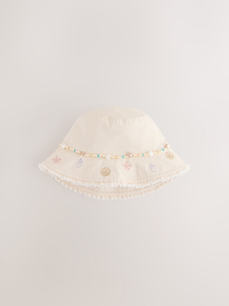 Cream Beaded Chain Bucket Hat (3-16yrs) - 11-13 Years (146-158cm)