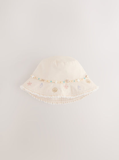 Cream Beaded Chain Bucket Hat (3-16yrs) - 11-13 Years (146-158cm)