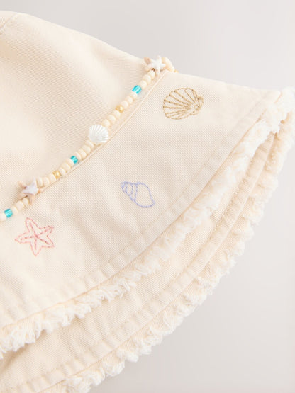 Cream Beaded Chain Bucket Hat (3-16yrs)